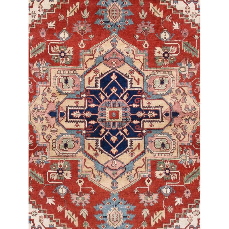 Serapi Collection Hand-Knotted Rust/Beige Wool Rug - 4' 0'' X 5'11''