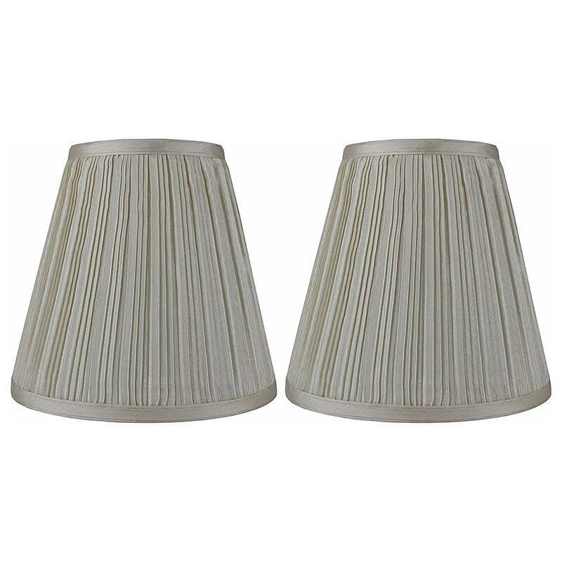 Many Selections Table Lamp Shade, 5 inch Top, 9 inch Bottom, 8.5 inch Slant - Set of 2 - Pleated Cream Faux Silk