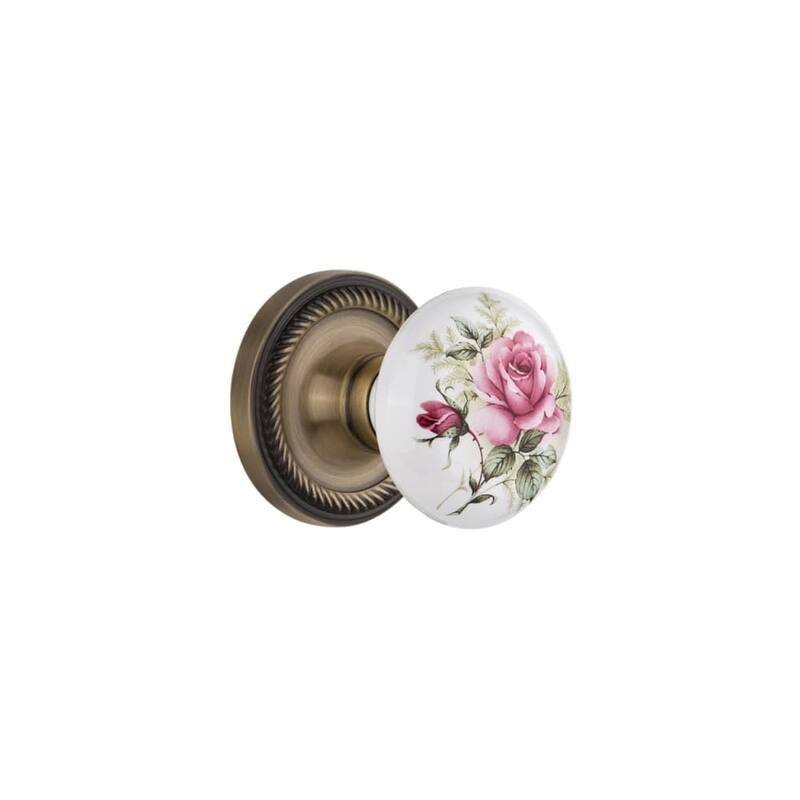 Nostalgic Warehouse Rose Porcelain Solid Brass Privacy Door Knob Set