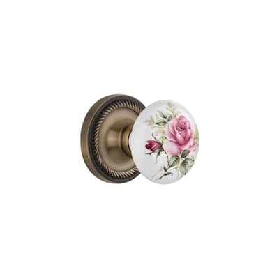 Nostalgic Warehouse Rose Porcelain Solid Brass Privacy Door Knob Set