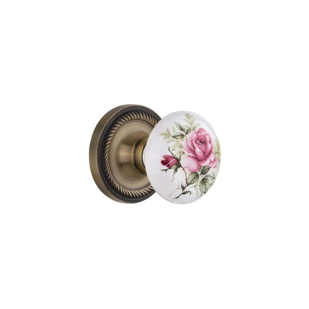 Nostalgic Warehouse Rose Porcelain Solid Brass Privacy Door Knob Set