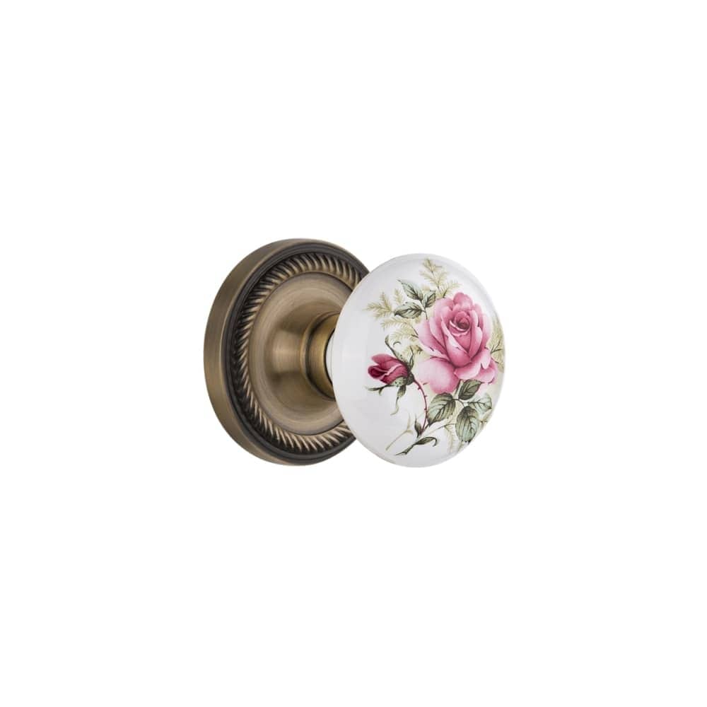 Nostalgic Warehouse Rose Porcelain Solid Brass Privacy Door Knob Set