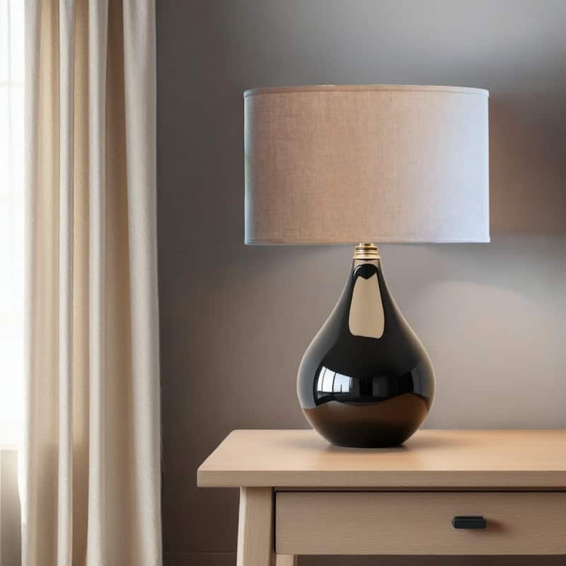 HomeRoots Dark Brown Linen Oval Lamp Shade - 16