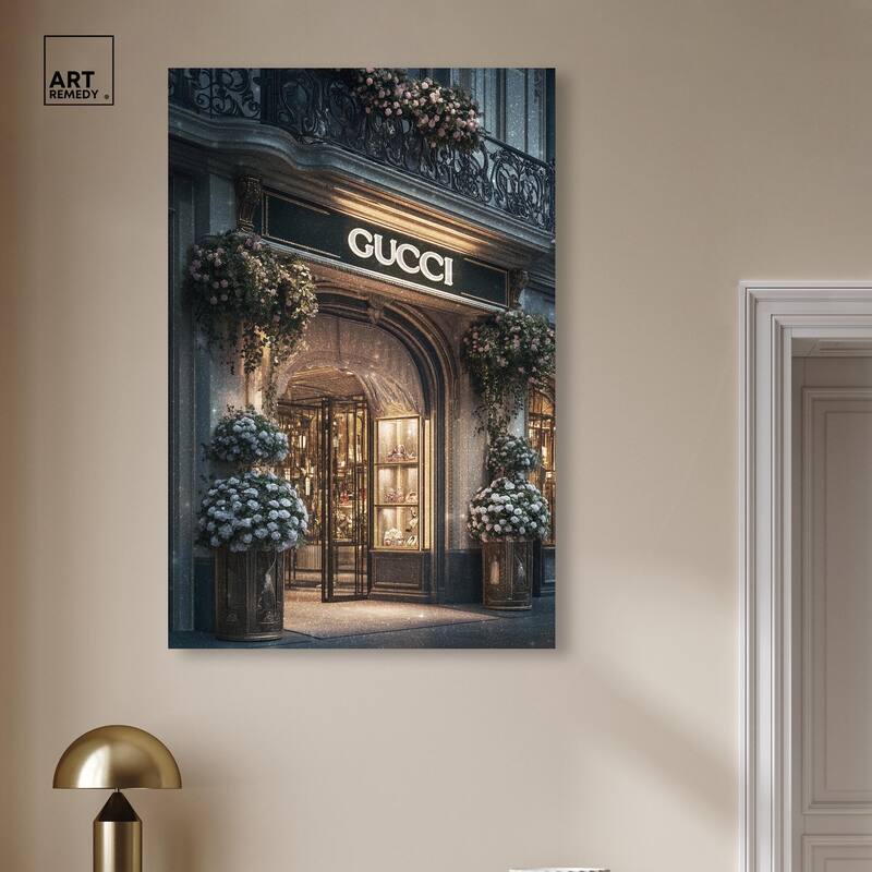 Illuminated Luxury Store Canvas by Art Remedy, Gallery Wrapped