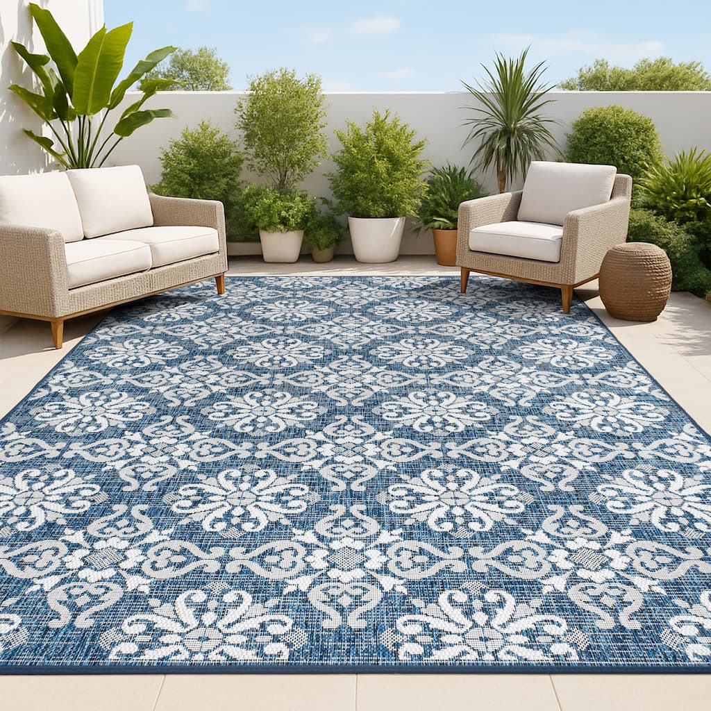 JONATHAN Y Maribel Traditional Mediterranean Tile Design Indoor/Outdoor Area Rug