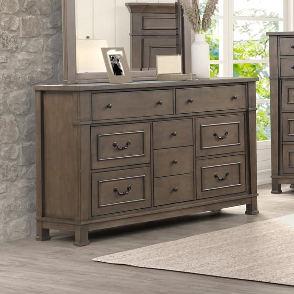 slide 2 of 9, Furniture of America Quinlan Dark Walnut Wood 9-Drawer Dresser Dark Walnut