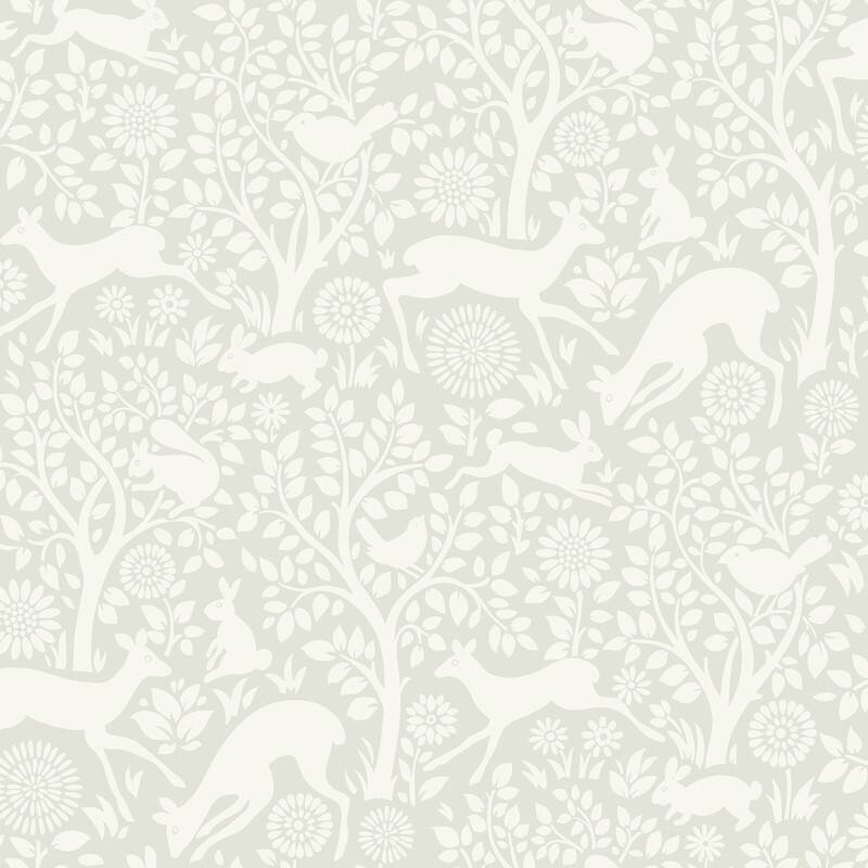 Chesapeake Anahi Light Grey Forest Fauna Wallpaper - 20.5in x 396in x 0.025in
