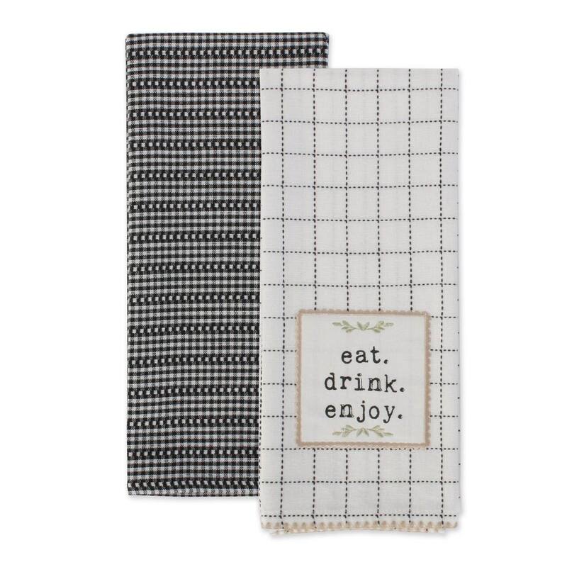Gingham Farmhouse "Eat, Drink, Enjoy" Kitchen Set - 28" - 4 Piece