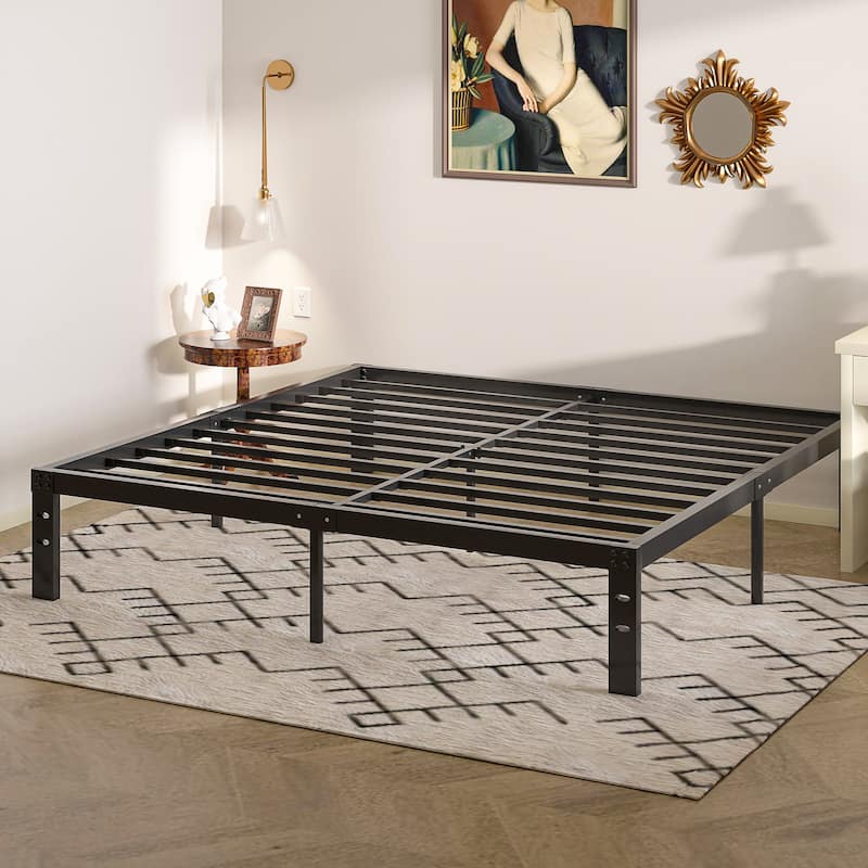 Javlergo 14/16/18 Inch Metal Platform Bed Frame, Heavy Duty Slat Support /No Box Spring Needed