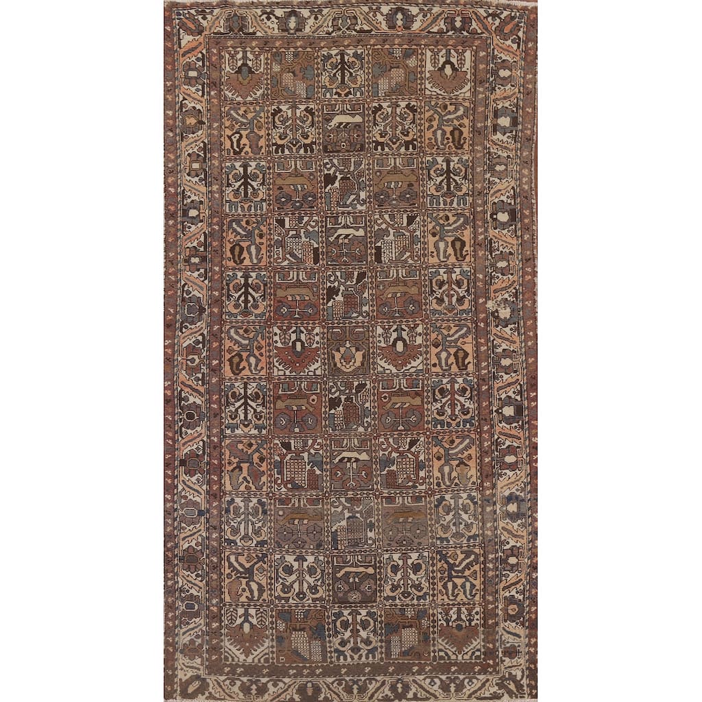 Garden Design Bakhtiari Persian Vintage Rug Hand-knotted Wool Carpet - 5'4" x 9'6"