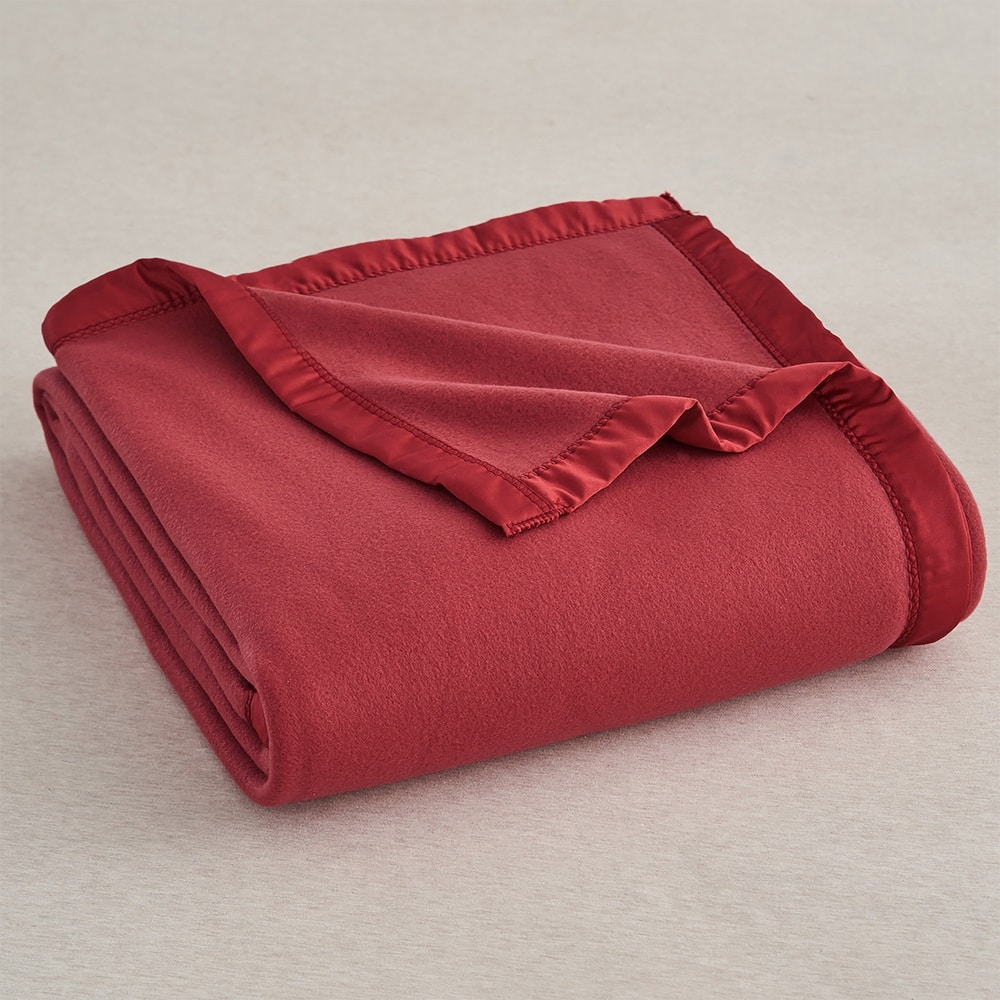 Solid Fleece Blanket with Satin Trim Queen/King Size