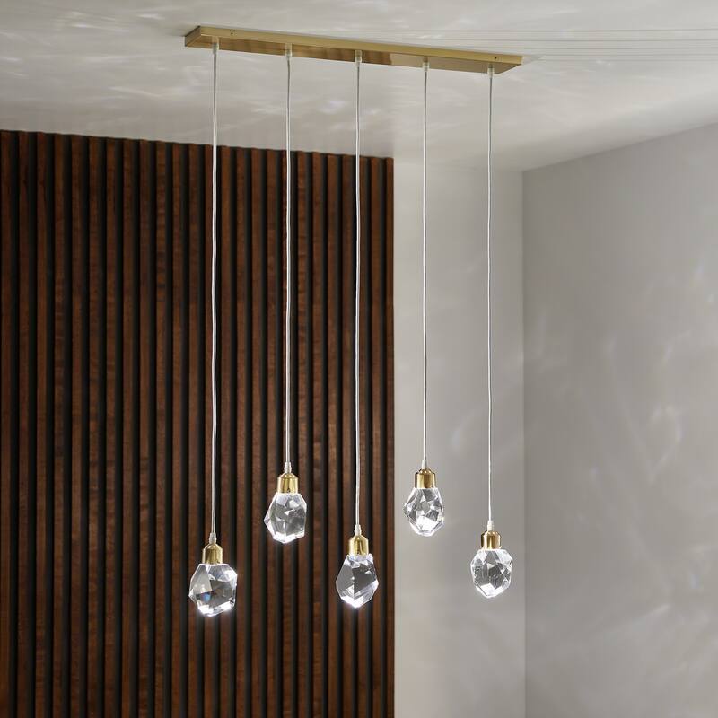 Galway Crystal Rock LED Pendant / Chandelier by iNSPIRE Q Bold - 5-light