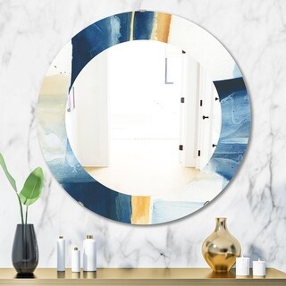 Designart 'Indigo Panel IV' Modern Mirror - Oval or Round Wall Mirror ...