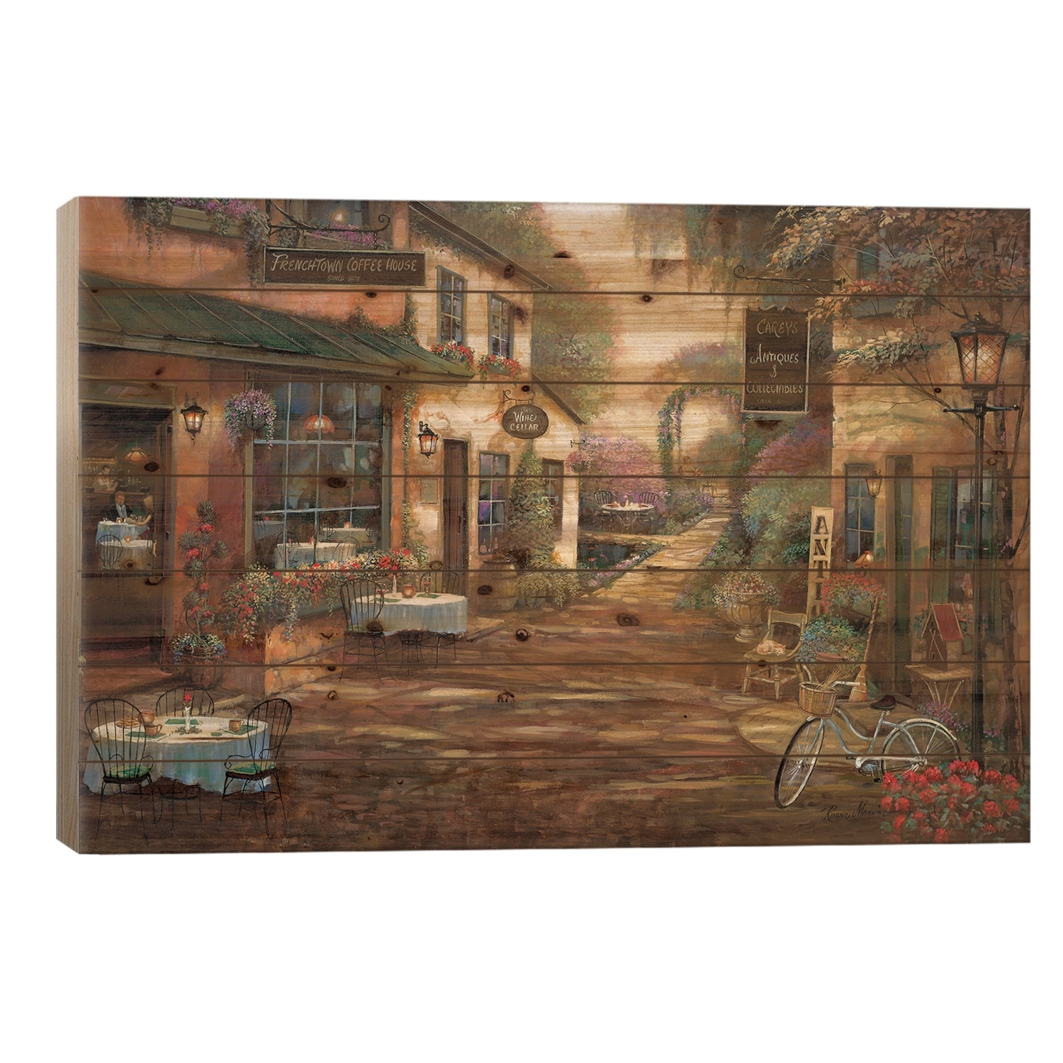 French Town Print On Wood by Ruane Manning - Multi-Color