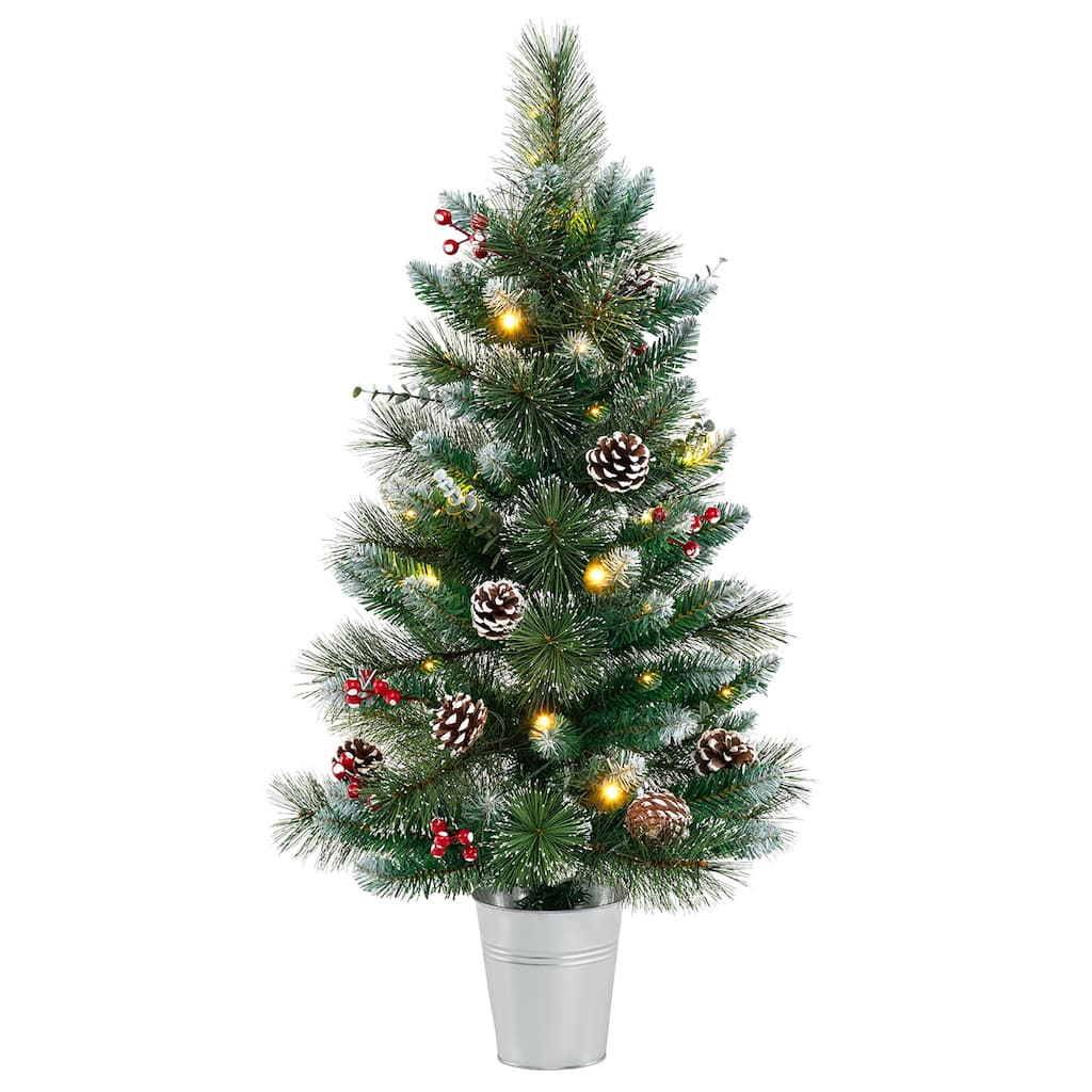 Gymax 3 FT Artificial Xmas Tree w/ 81 Branch Tips Eucalyptus Leaves