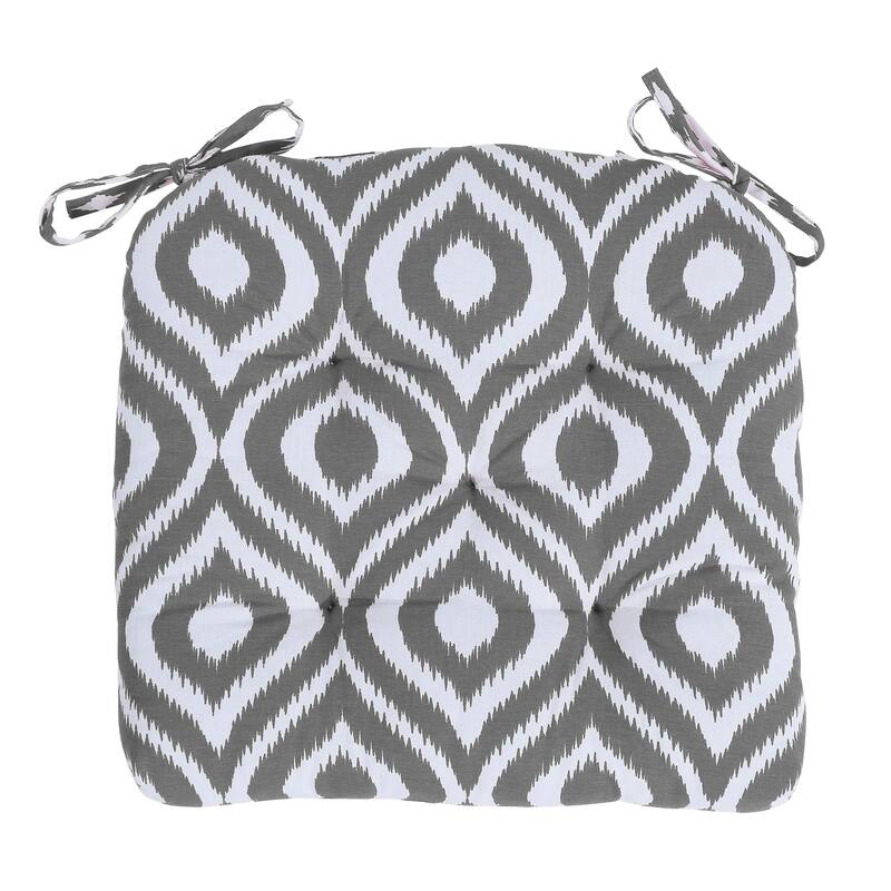 Tufted Damask Handmade Cotton Dining Chair Cushion (Set of 2) 16 Inch