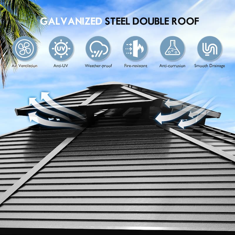Outdoor Double Roof Hardtop Gazebo