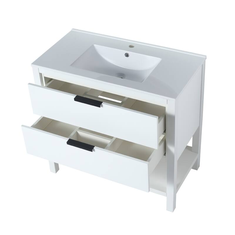 GDFStudio - Everett Modern Freestanding Bathroom Vanity with Dual Soft-Close Drawers