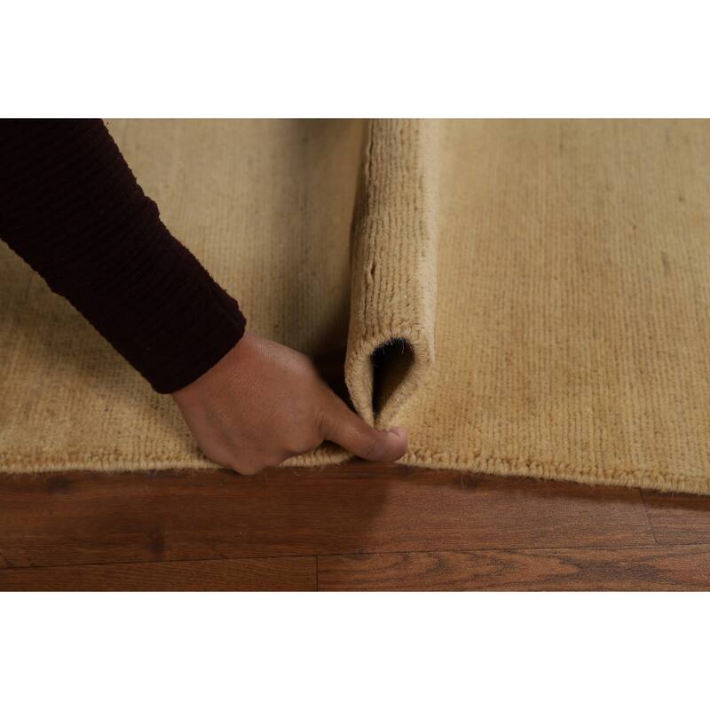 Contemporary Gabbeh Oriental Area Rug Hand-Knotted Solid Wool Carpet - 4'3" x 6'7"