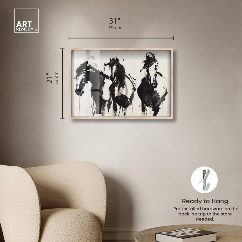 Horses in Ink Shadowbox by Art Remedy