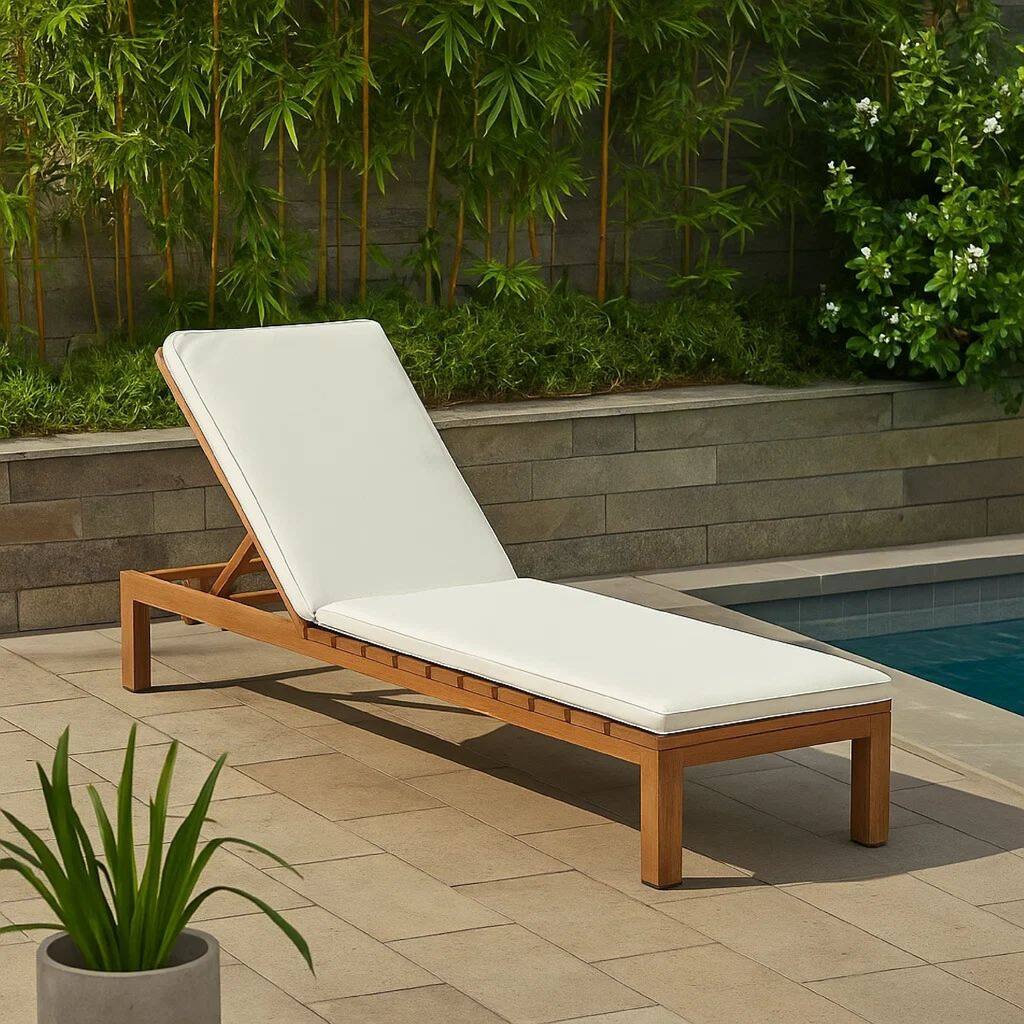 Pina Outdoor Cushion for Lounge Chaise, 79 Inch, Plush White Fabric