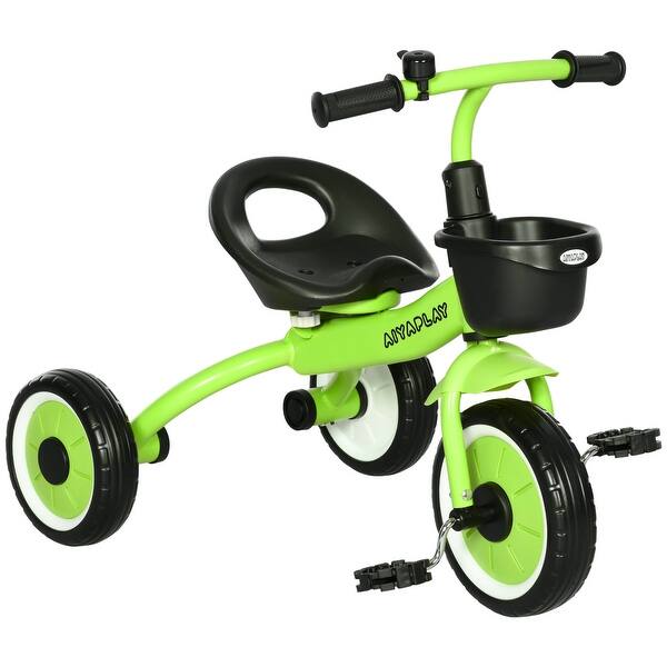 slide 2 of 10, Kids Tricycle for Toddlers Age 2-5 with Adjustable Seat, Toddler Bike for Children with Basket, Bell, Handlebar Grips, Green Green