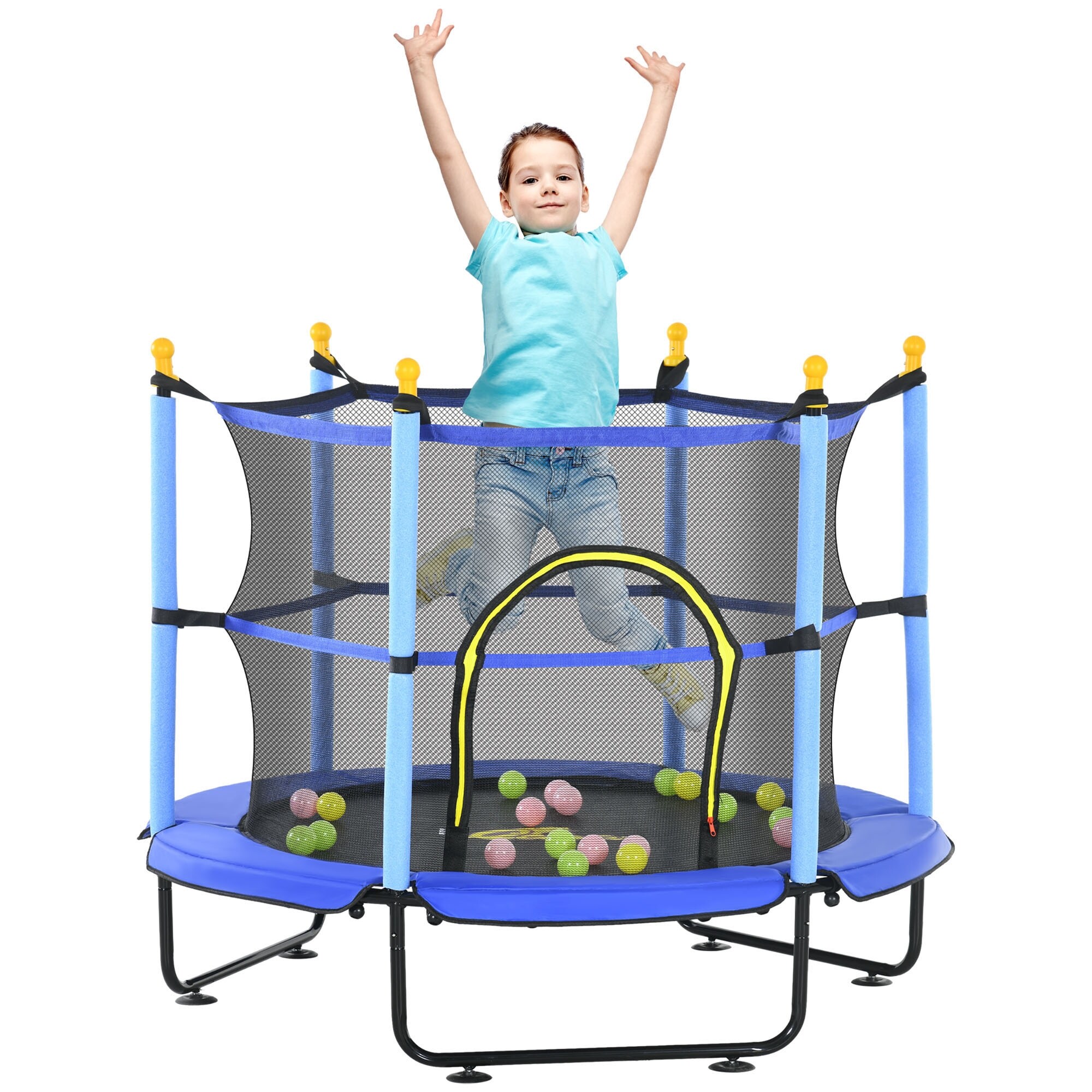 Toddler trampoline with pleather net