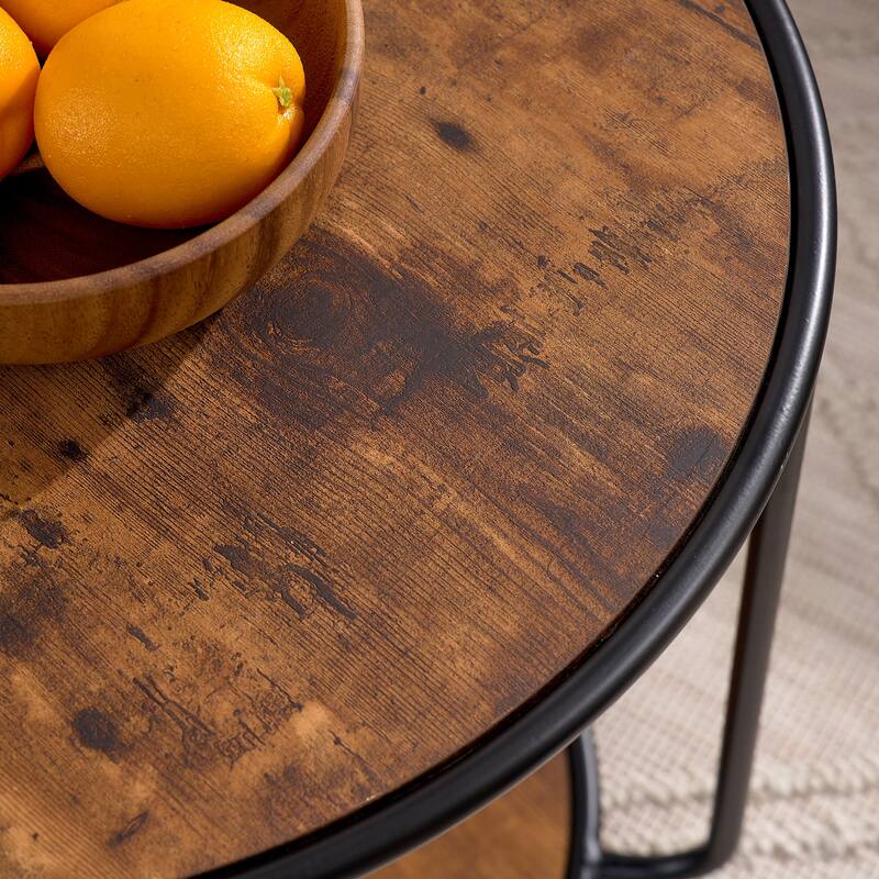 Roomfitters Ottoman Table Set with Drum Stool and Hidden Storage, Multi-Functional Combination Accent Furniture