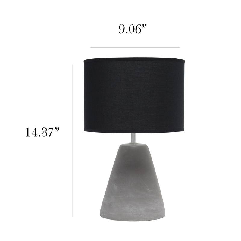14.2 in. Gray Finish Table Lamp with Black Shade, Sturdy Table Lamp for Living Rooms and Bedrooms