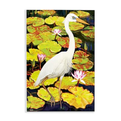 Stupell Stepping Bird on Lily Pads Wall Plaque Art Design By Rosiland Solomon