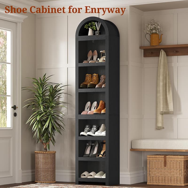 Tall Arched Cabinet Bookcase Storage Bookshelf Door Bathroom Storage Cabinet