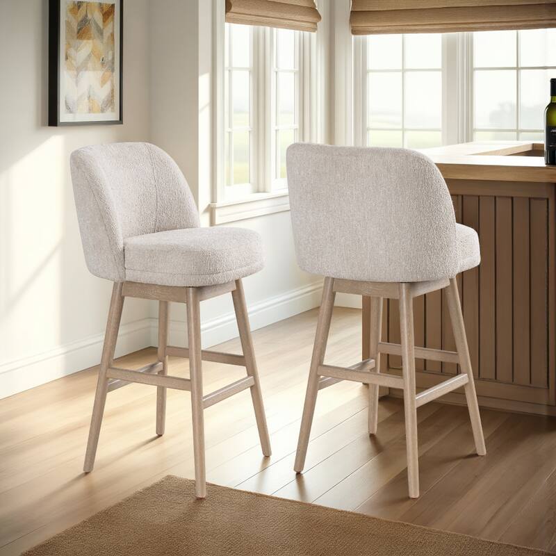 Sadie Modern Swivel Bar Stool, Upholstered Counter Height Chair with Solid Wood Frame