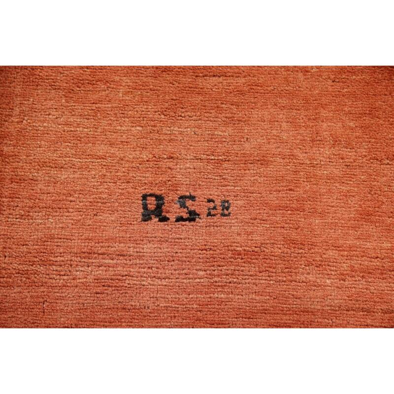 Modern Gabbeh Oriental Foyer Rug Hand-Knotted Orange Wool Carpet - 3'5"x 4'10"