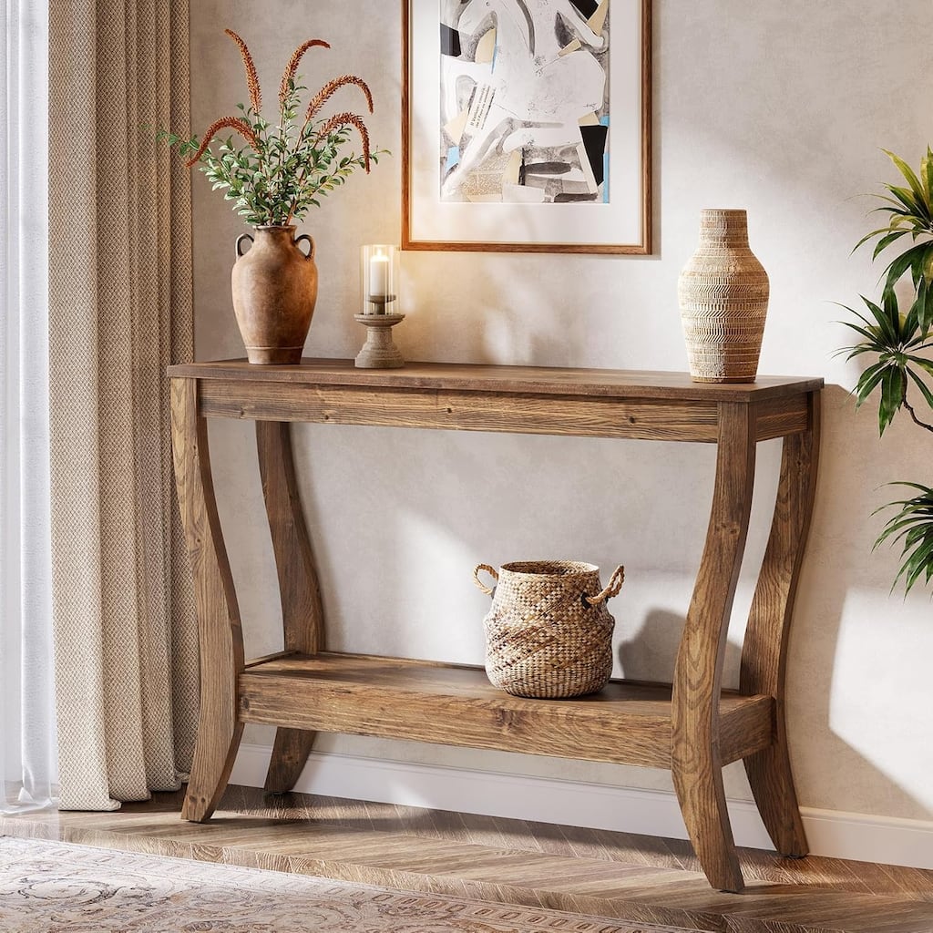 Solid Wood Console Table, 41.3-Inch Farmhouse Entryway Table