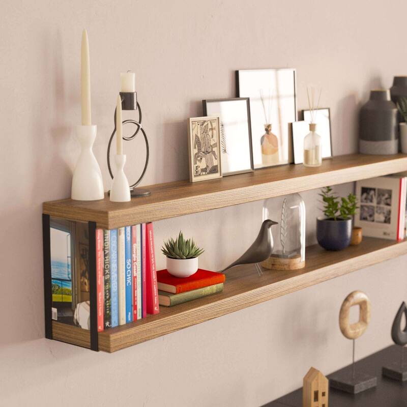 Wallniture Roca 60 inch Bookshelves Wall Mounted, Living Room Shelves, Floating Wood Shelf, Shelves for Wall Storage