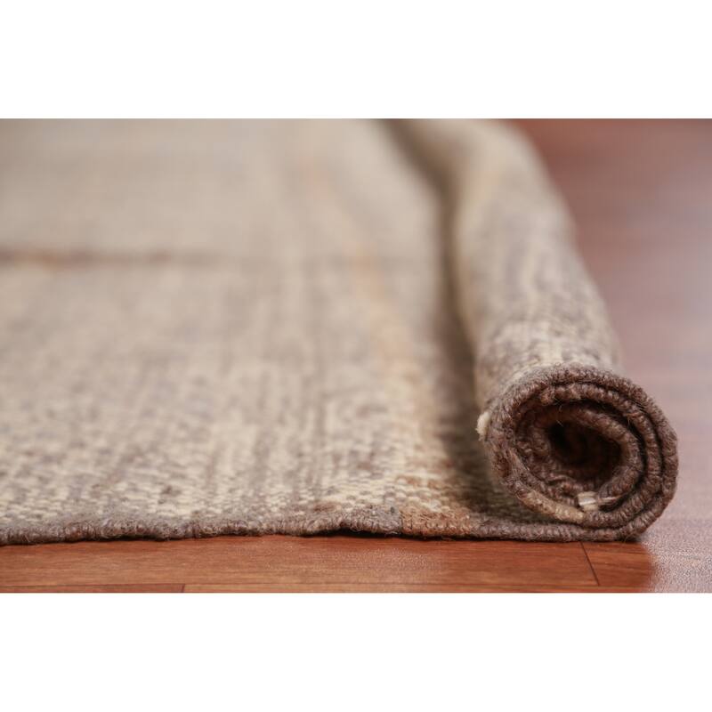 Hand Woven Oriental 100% Jute Carpet Southwestern Modern Brown Kilim Area Rug - 9' 11'' X 8' 4''