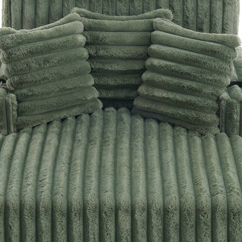 2-Piece Flannel Chaise Lounge Sofa Bed Set with Cup Holder