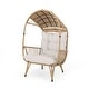 preview thumbnail 22 of 20, Malia Outdoor Cushioned Wicker Basket Chair by Christopher Knight Home Light Brown + Beige Cushion