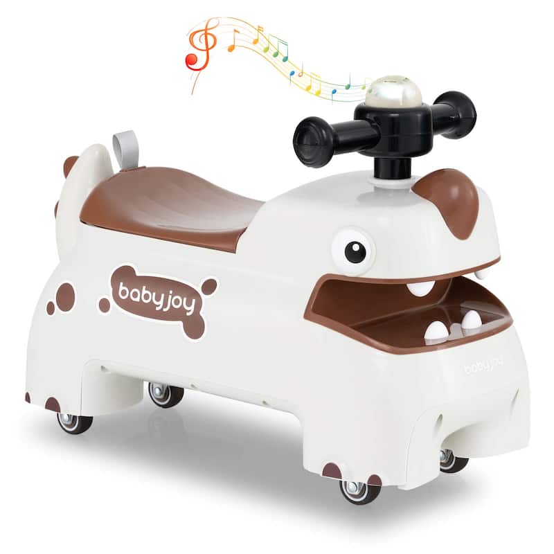 Babyjoy Ride on Toy Baby Dinosaur Sliding Car with4 Universal Casters - See Details - White