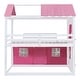 preview thumbnail 30 of 32, Full Size Bunk Bed with Playhouse Design, Windows & Slide - Blue/White
