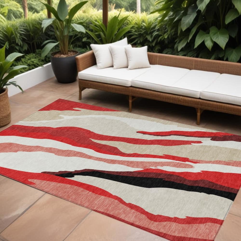 HomeRoots Abstract Transitional Rectangle Outdoor Rug