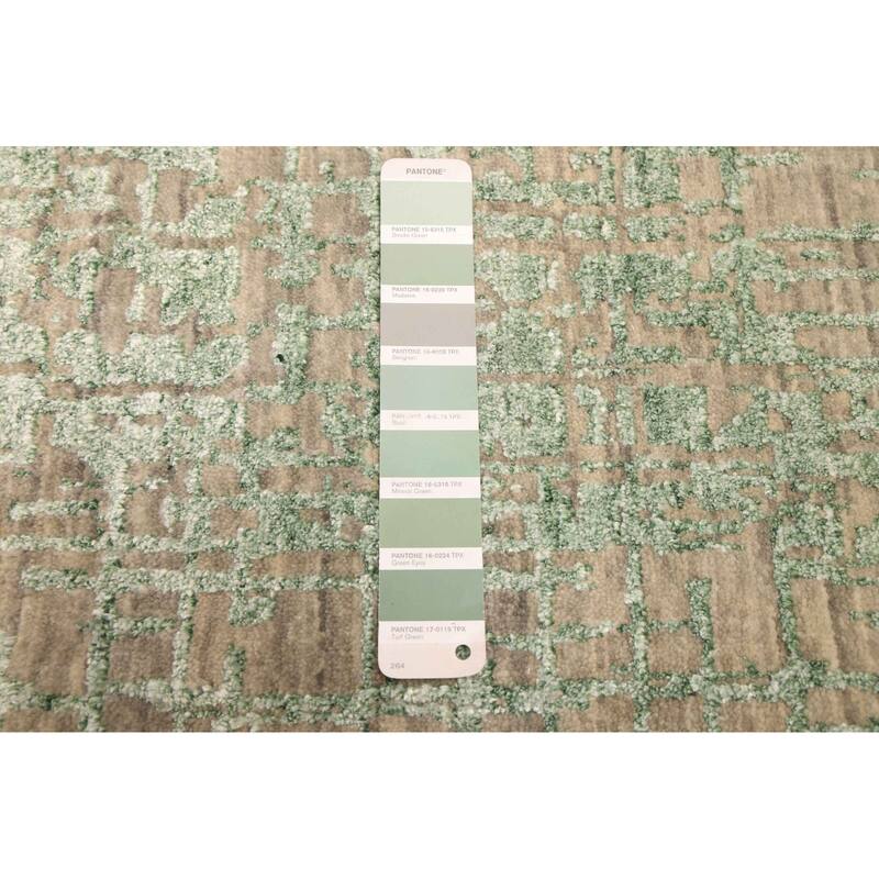 ECARPETGALLERY Hand-knotted Legacy Light Green Silk, Wool Rug - 2'6 x 12'2