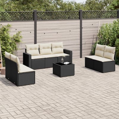vidaXL Garden Sofa Set Black PE Rattan Flexible Setup Options - 21.7 x 21.7 x 14.6