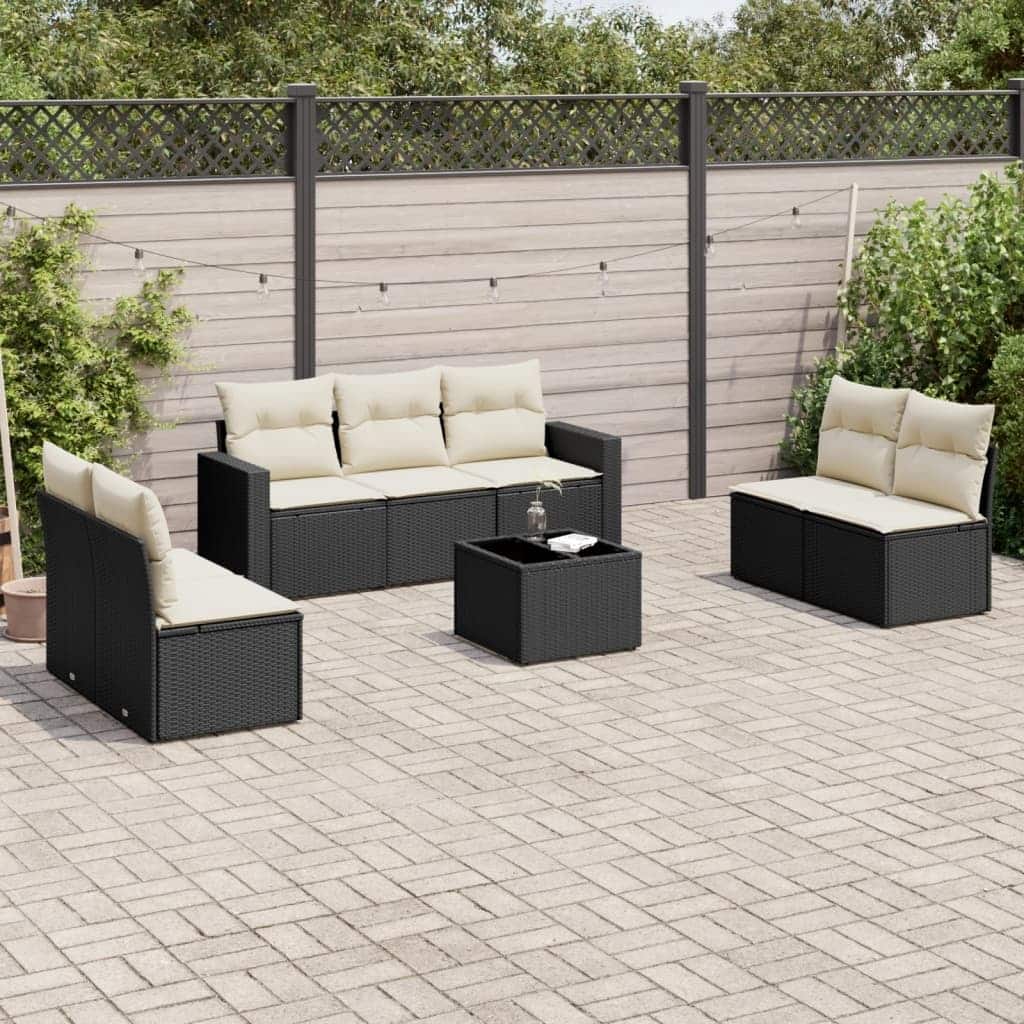 vidaXL Garden Sofa Set Black PE Rattan Flexible Setup Options - 21.7 x 21.7 x 14.6