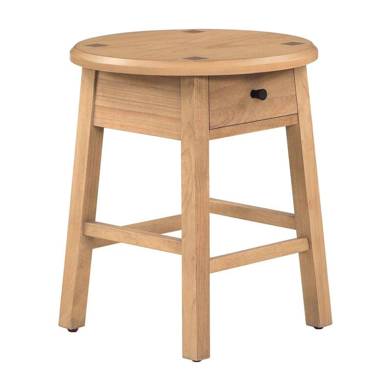Retro Style Nightstand with Drawer and Open Shelf for Bedroom