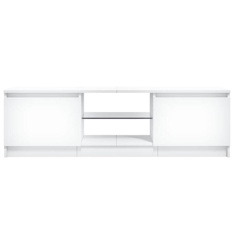 vidaXL TV Cabinet White Engineered wood, Tempered glass 47.2 in length - 47.2" x 12" x 14"