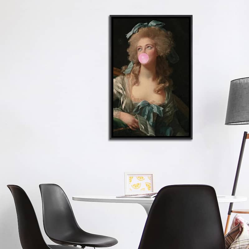 iCanvas "Bubble Gum Blowing Madame" by Grace Digital Art Co Framed