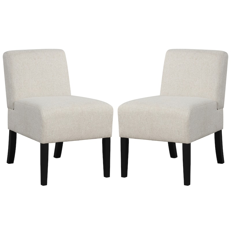 Gymax 2PCS Armless Accent Chair w/ Rubber Wood Legs Modern Vanity