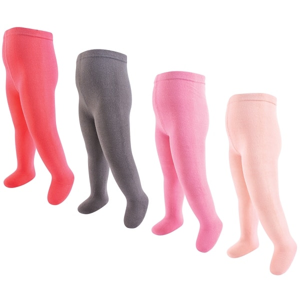 slide 1 of 1, Touched by Nature Baby Girl Organic Cotton Tights, Coral Charcoal Coral Charcoal - 0-9 Months