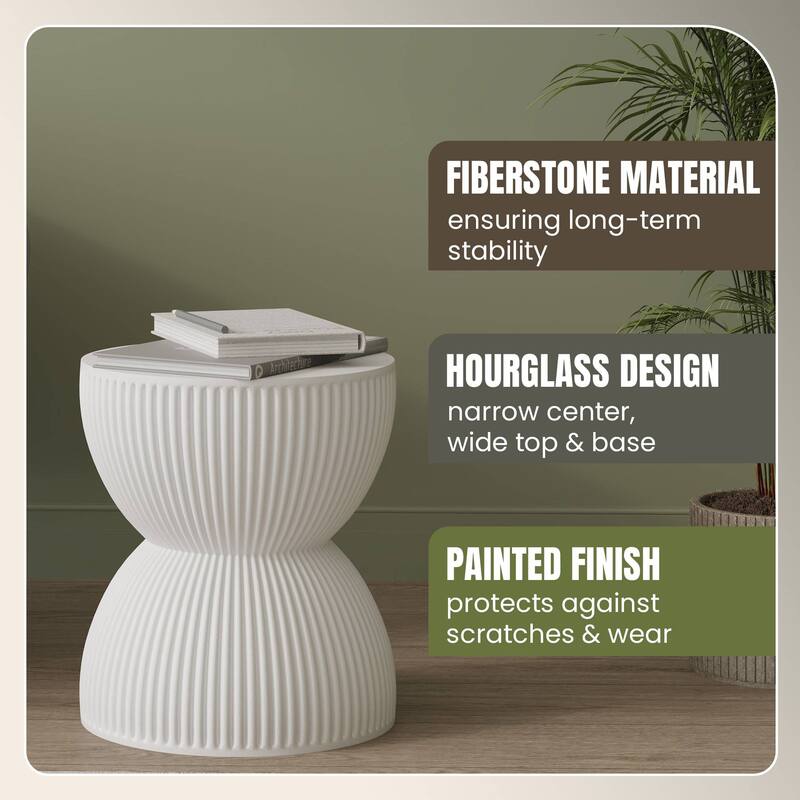 15" Wide Side Table in Painted Fiberstone with Hourglass Design Spire Collection